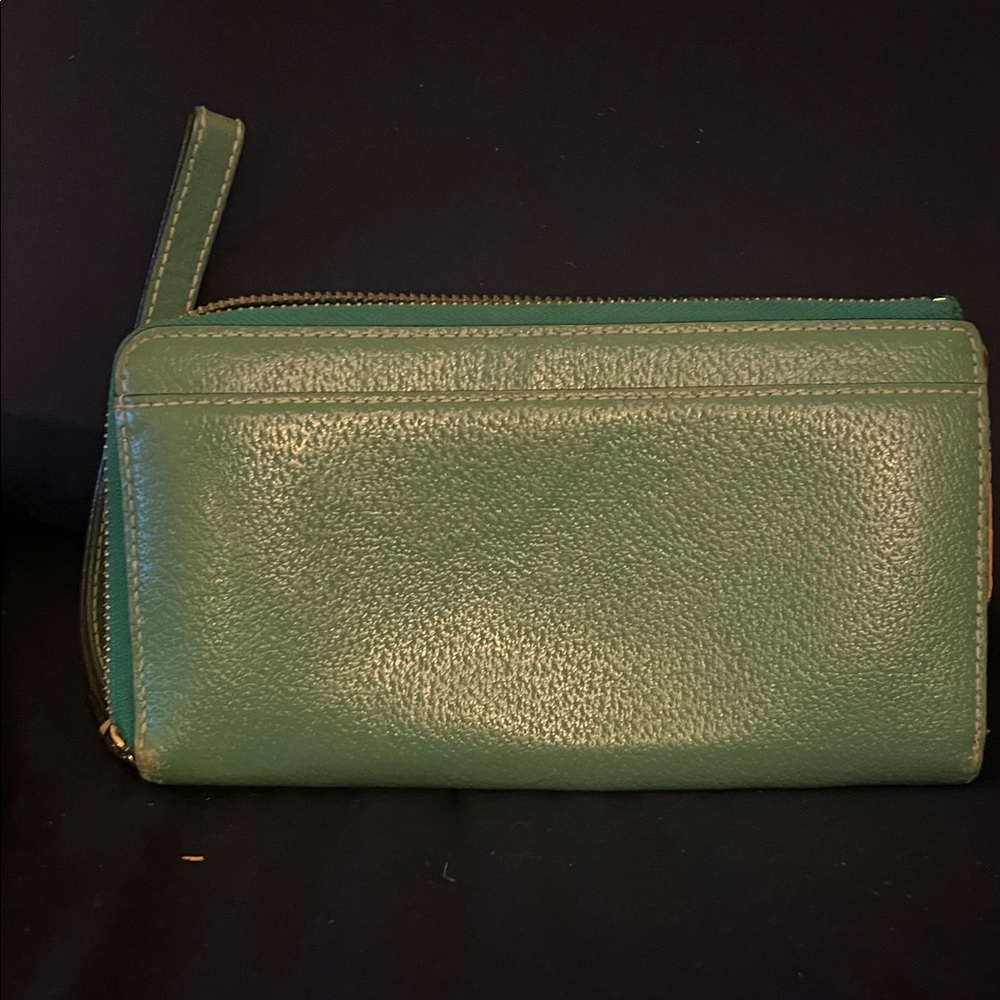 kate spade teal pebbled leather wristlet clutch - Picture 9 of 10